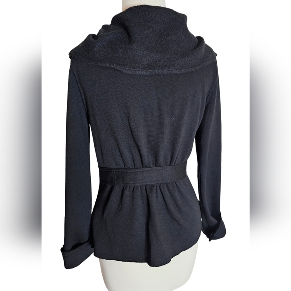 BNCI Black Cowl Snap Sweater Jacket Light Jersey Fleece Size Small - Picture 8 of 12